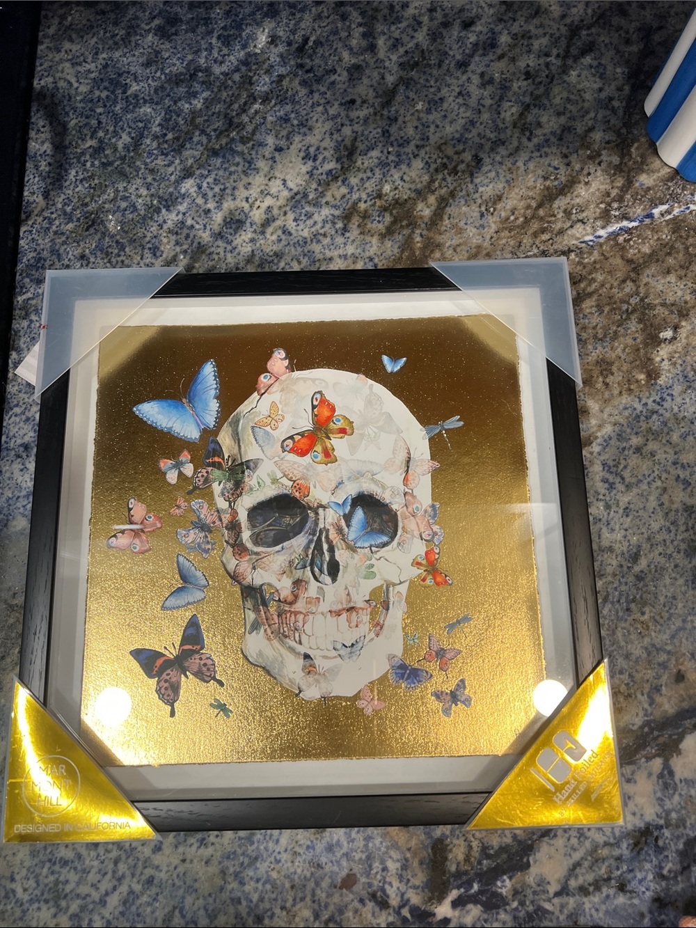 Halloween Gold Skull & Butterflies Wall Art - Decorative Home Wall Decor NWT